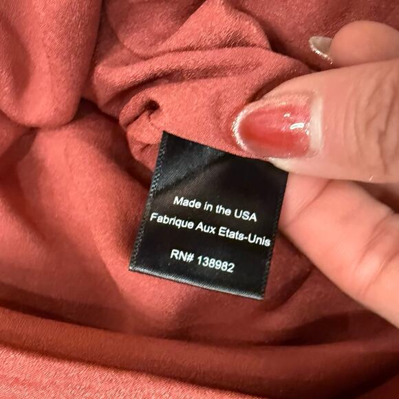 Dress the Population Burnt Orange Gold Lace Tiered V-Neck Midi Dress size S - Picture 8 of 15